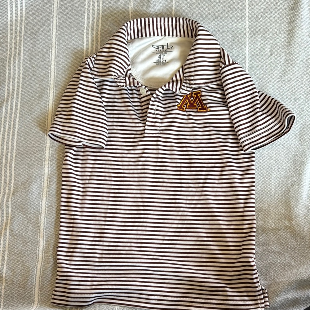 Striped Polo Shirt with MN Gophers